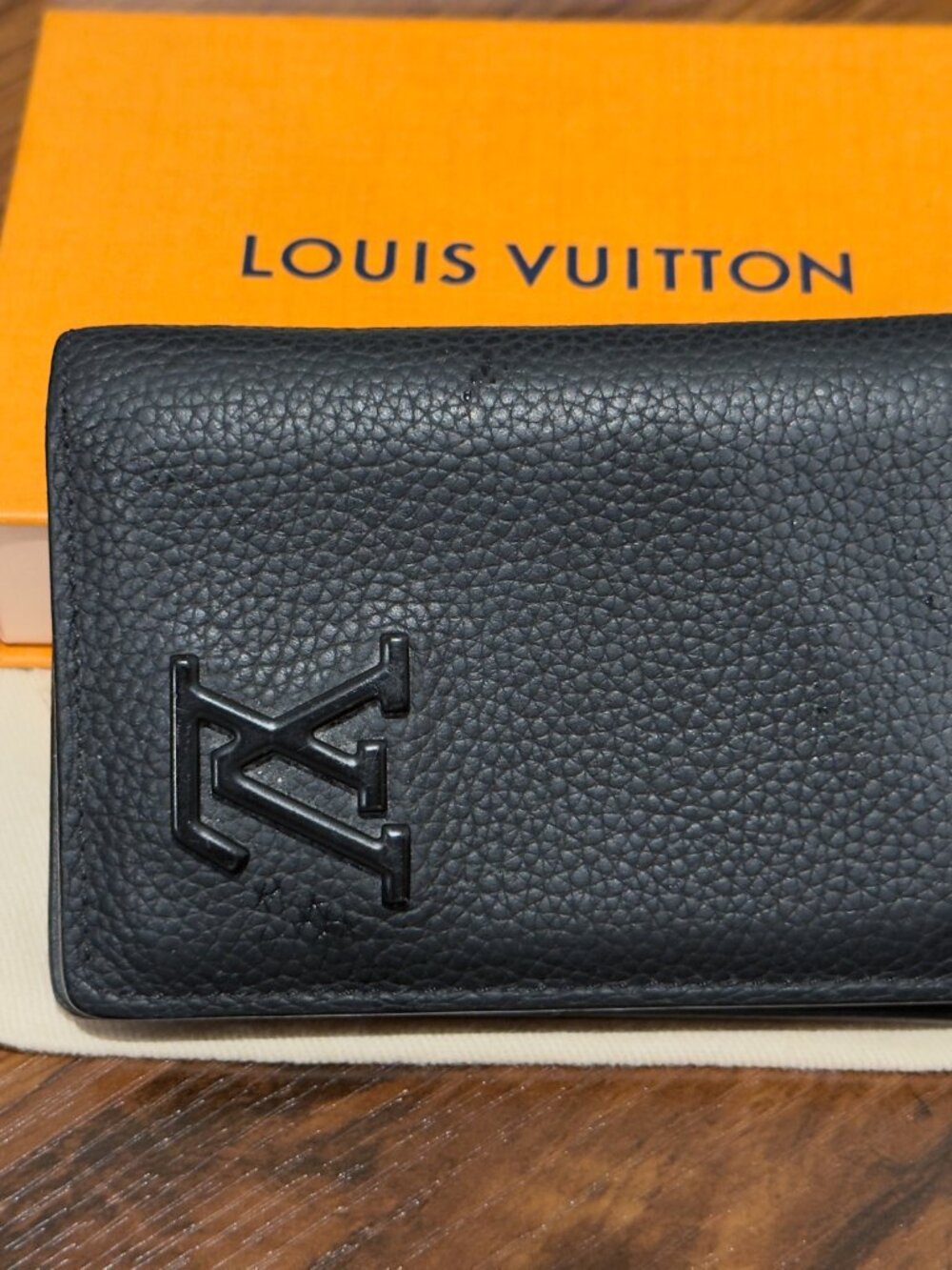 Louis Vuitton Black Leather LV Pocket Organizer Card Holder